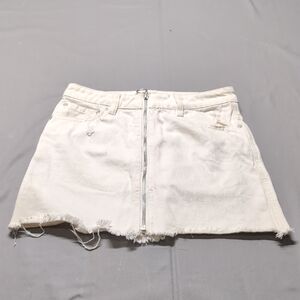We The Free White Denim Casual Mini Skirt‎ Zip Size 24